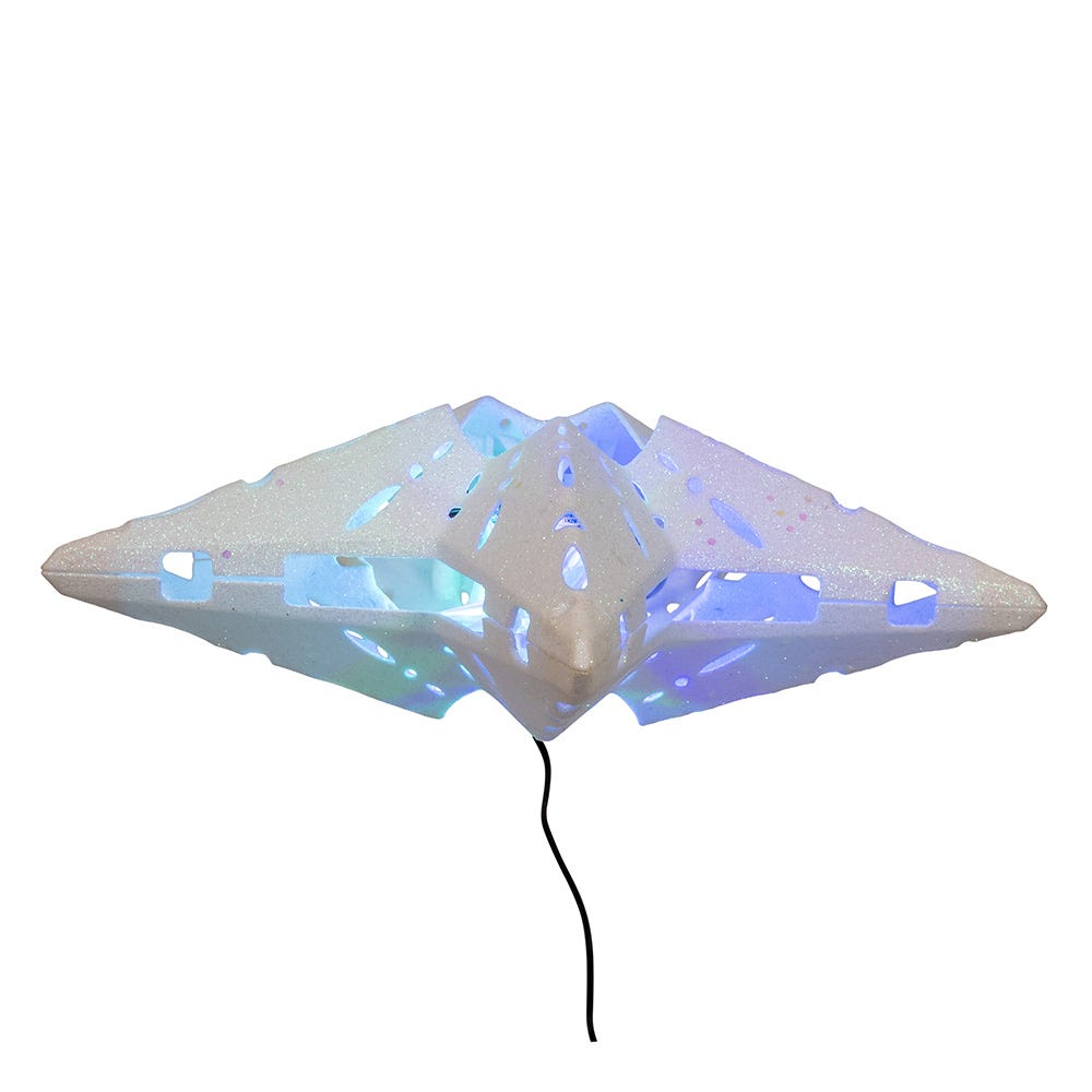 Kurt Adler 12.2-Inch Pre-lit White Glitter Iridescent Star Tree Topper